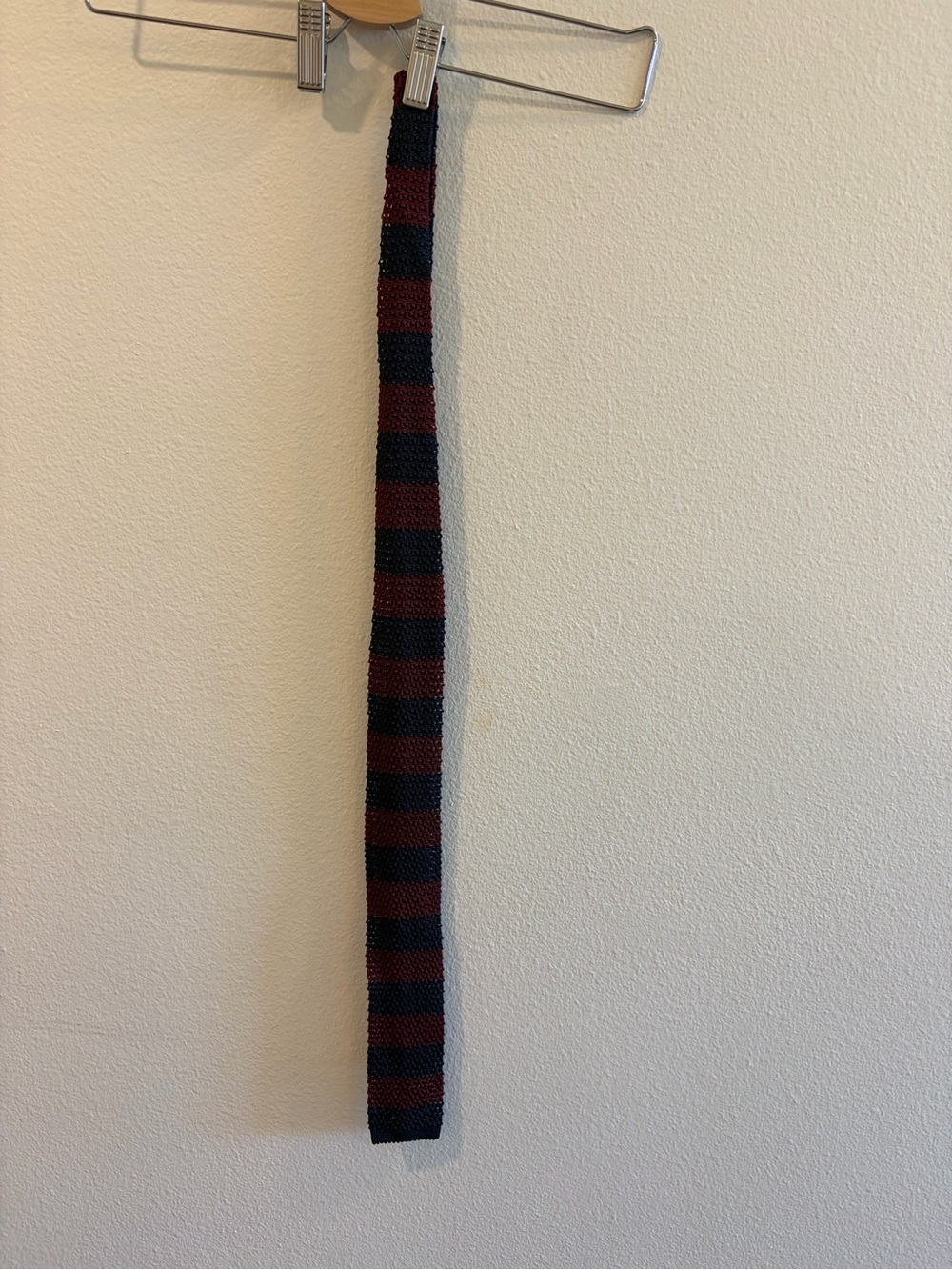 Polo by Ralph Lauren Burgundy & Navy Knit Stripe Tie - Picture 2 of 3